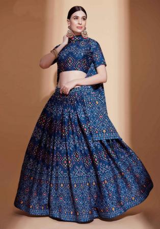 Picture of Graceful Chiffon Midnight Blue Lehenga Choli