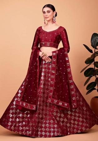 Picture of Graceful Silk Maroon Lehenga Choli