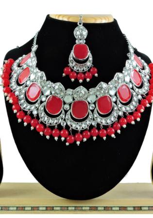 Picture of Elegant Fire Brick Necklace Set