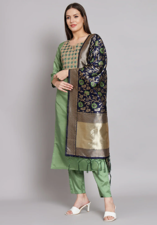 Picture of Marvelous Silk Dark Sea Green Readymade Salwar Kameez