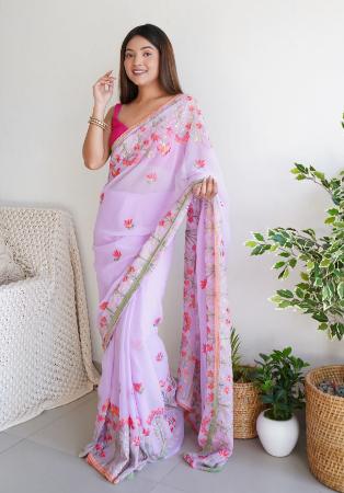 Picture of Statuesque Georgette Lavender Saree