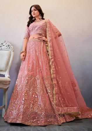 Picture of Ravishing Net Pale Violet Red Lehenga Choli