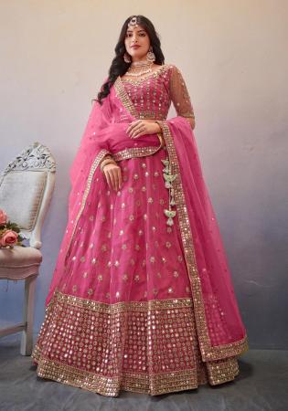 Picture of Enticing Net Light Coral Lehenga Choli