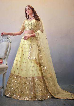 Picture of Delightful Net Tan Lehenga Choli