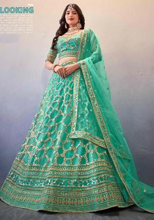 Picture of Nice Net Teal Lehenga Choli