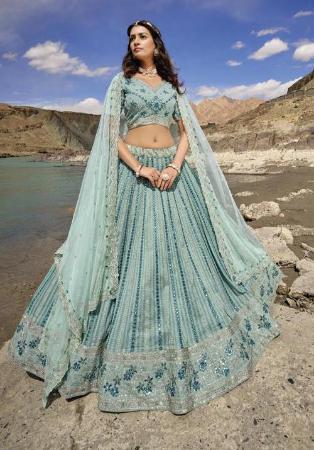 Picture of Gorgeous Net Light Slate Grey Lehenga Choli