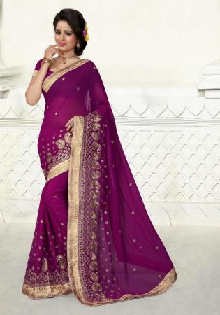 Picture of Beauteous Georgette Purple Saree