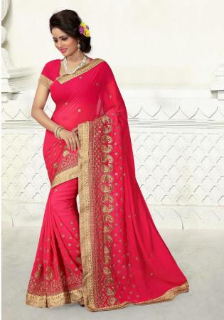 Picture of Bewitching Georgette Crimson Saree