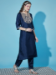 Picture of Cotton & Silk Navy Blue Readymade Salwar Kameez