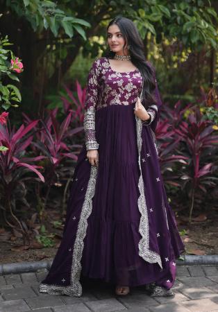 Picture of Marvelous Georgette Dark Slate Blue & Readymade Gown