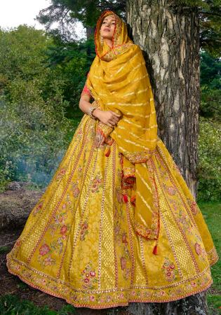 Picture of Shapely Silk Dark Golden Rod Lehenga Choli