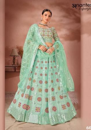 Picture of Georgette & Silk Dark Sea Green Lehenga Choli