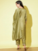 Picture of Silk Dark Olive Green Straight Cut Salwar Kameez