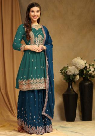 Picture of Georgette Midnight Blue Straight Cut Salwar Kameez