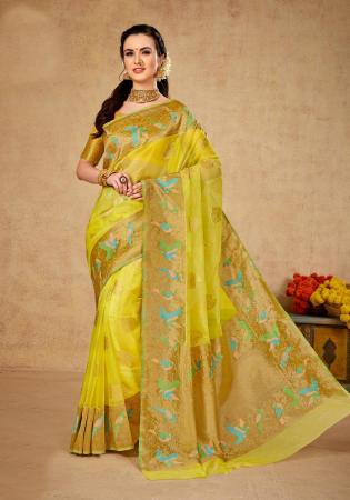 Picture of Sublime Organza Golden Rod Saree