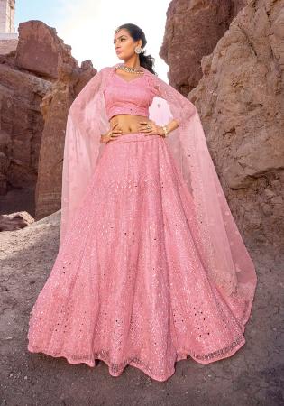 Picture of Enticing Georgette & Net Dark Salmon Lehenga Choli