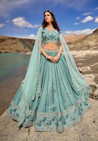 Picture of Sublime Georgette & Net Steel Blue Lehenga Choli