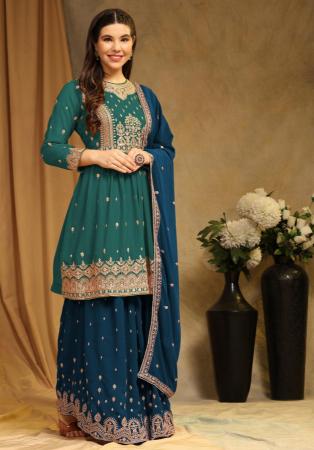 Picture of Georgette Dark Slate Grey Straight Cut Salwar Kameez