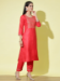 Picture of Pleasing Cotton Fire Brick Readymade Salwar Kameez