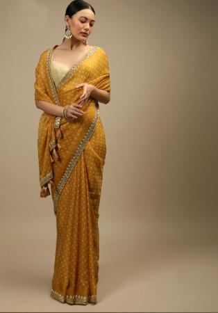 Picture of Well Formed Chiffon Saddle Brown Saree