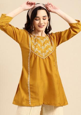 Picture of Graceful Chiffon Golden Rod Kurtis & Tunic