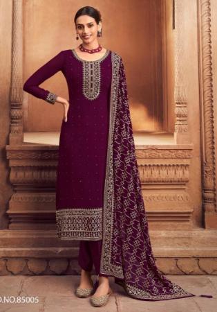 Picture of Well Formed Georgette Maroon Straight Cut Salwar Kameez