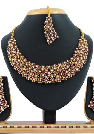 Picture of Delightful Maroon Necklace Set