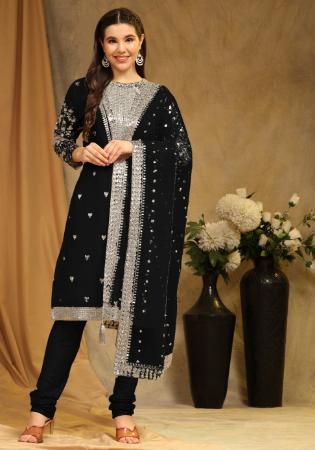 Picture of Splendid Georgette Black Straight Cut Salwar Kameez