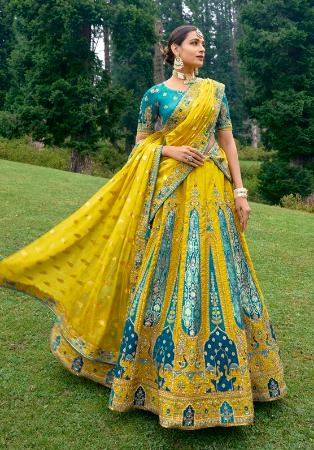 Picture of Beauteous Silk Steel Blue Lehenga Choli