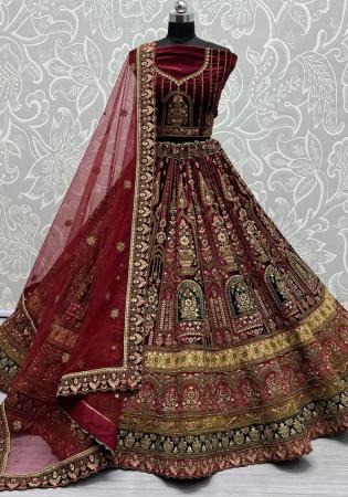 Picture of Grand Satin Maroon Lehenga Choli