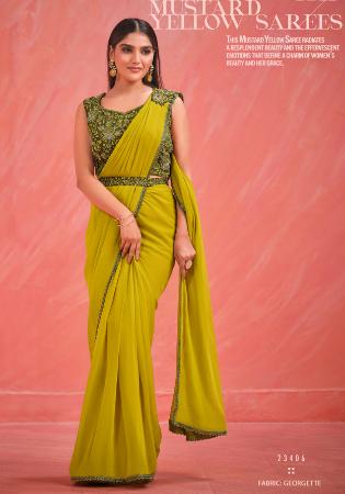 Picture of Alluring Crepe & Satin & Silk Olive Drab Saree