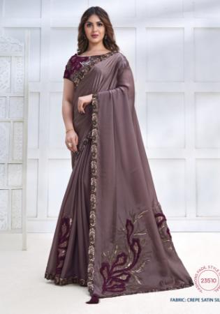 Picture of Sublime Crepe & Satin & Silk Dark Magenta Saree