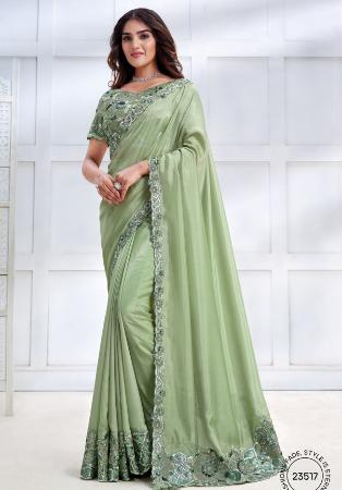 Picture of Bewitching Crepe & Satin & Silk Dark Sea Green Saree