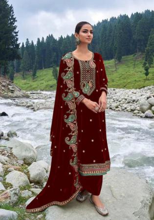 Picture of Delightful Crepe Maroon Straight Cut Salwar Kameez