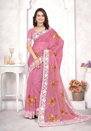 Picture of Beauteous Organza Pale Violet Red Saree