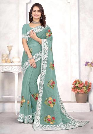 Picture of Taking Organza Dark Sea Green Saree