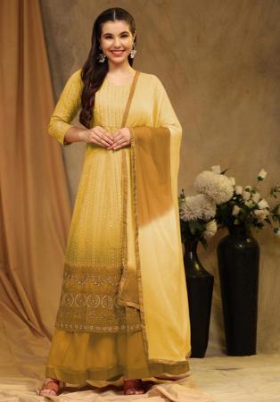 Picture of Grand Georgette Burly Wood Anarkali Salwar Kameez