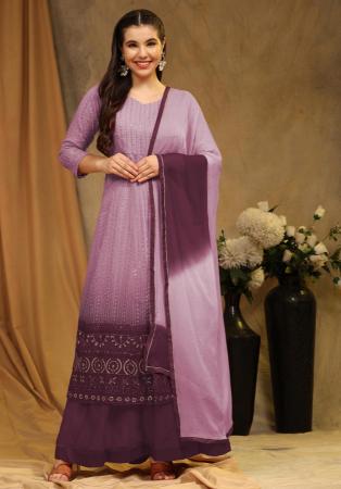 Picture of Grand Georgette Plum Anarkali Salwar Kameez