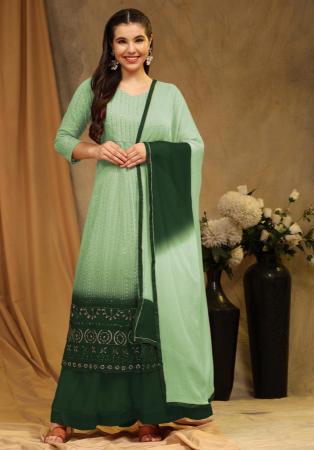 Picture of Georgette Dark Sea Green Anarkali Salwar Kameez