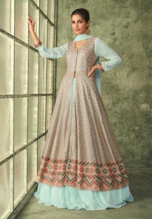 Picture of Charming Georgette Rosy Brown Anarkali Salwar Kameez