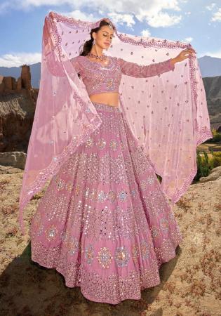 Picture of Charming Net & Organza Rosy Brown Lehenga Choli