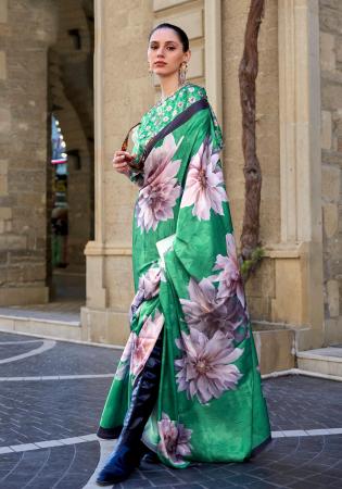 Picture of Alluring Crepe & Satin Medium Sea Green Saree