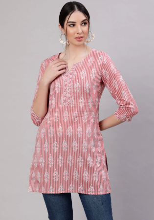 Picture of Sightly Cotton Rosy Brown Kurtis & Tunic