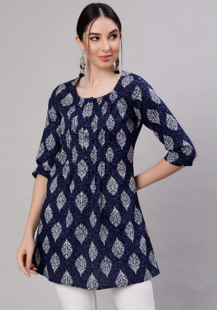 Picture of Shapely Cotton Dark Blue Kurtis & Tunic