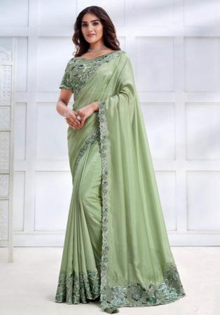 Picture of Crepe & Georgette & Satin,Silk Dark Sea Green Saree