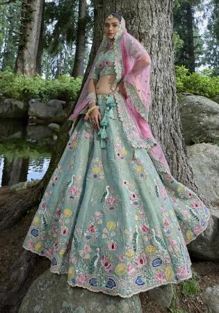 Picture of Fine Silk Light Slate Grey Lehenga Choli