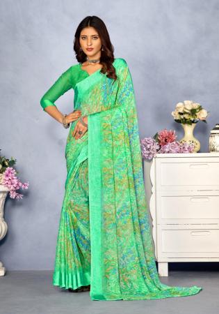 Picture of Ideal Chiffon Light Green Saree