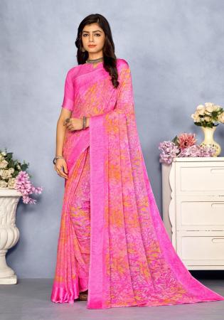 Picture of Marvelous Chiffon Hot Pink Saree