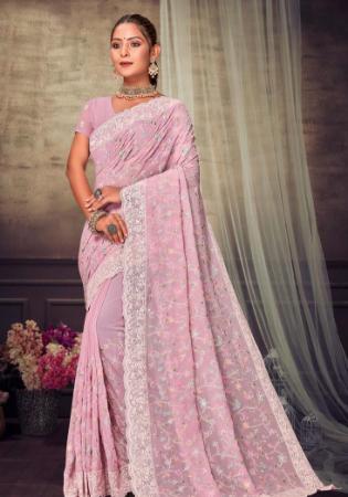 Picture of Ideal Georgette Light Pink Saree