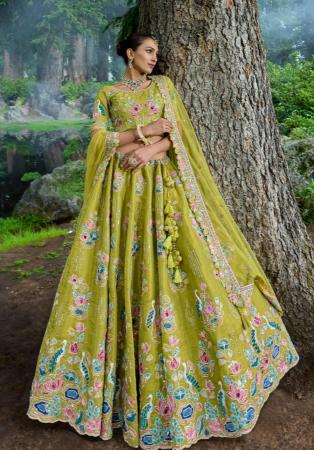 Picture of Ravishing Silk Dark Khaki Lehenga Choli